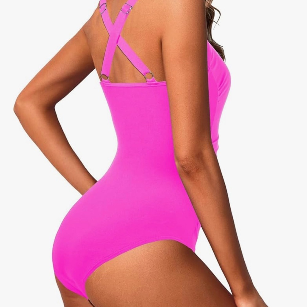 Daci Women’s High Neck One-Piece Swimsuit – Hot Pink (Size XL, New with Tags) - Picture 2 of 9